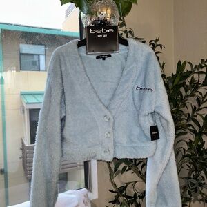 Bebe Sky Blue Plush Cardigan